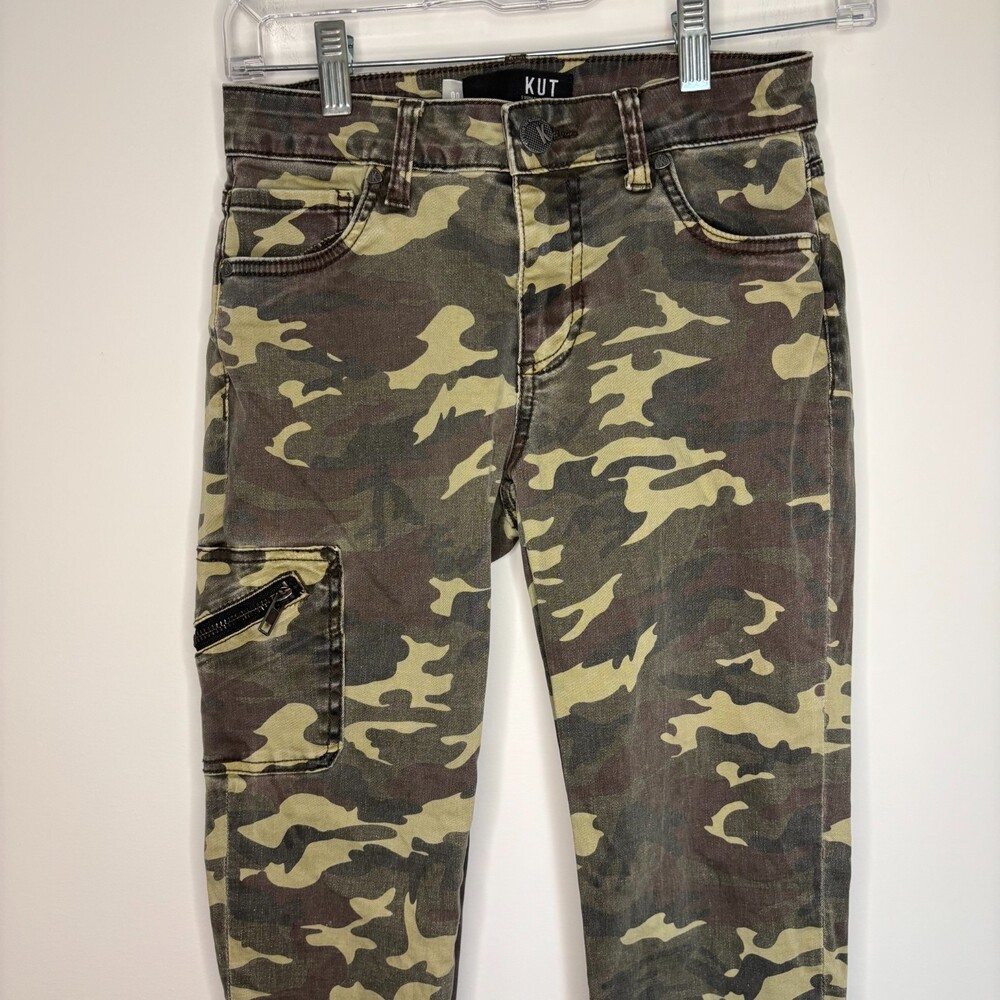 KUT from the KLOTH Donna Ankle Cargo Skinny Jean Womens 00 Camo Stretch Pockets